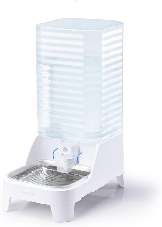 Automatic Dog Water Bowl Dispenser - 8L Gravity Cat Water Dispenser with Elevated Stainless Steel Bowl, Patented Valve, BPA-Free, Easy to Clean Pet Waterer with Filter for Small & Medium Dogs and Cats