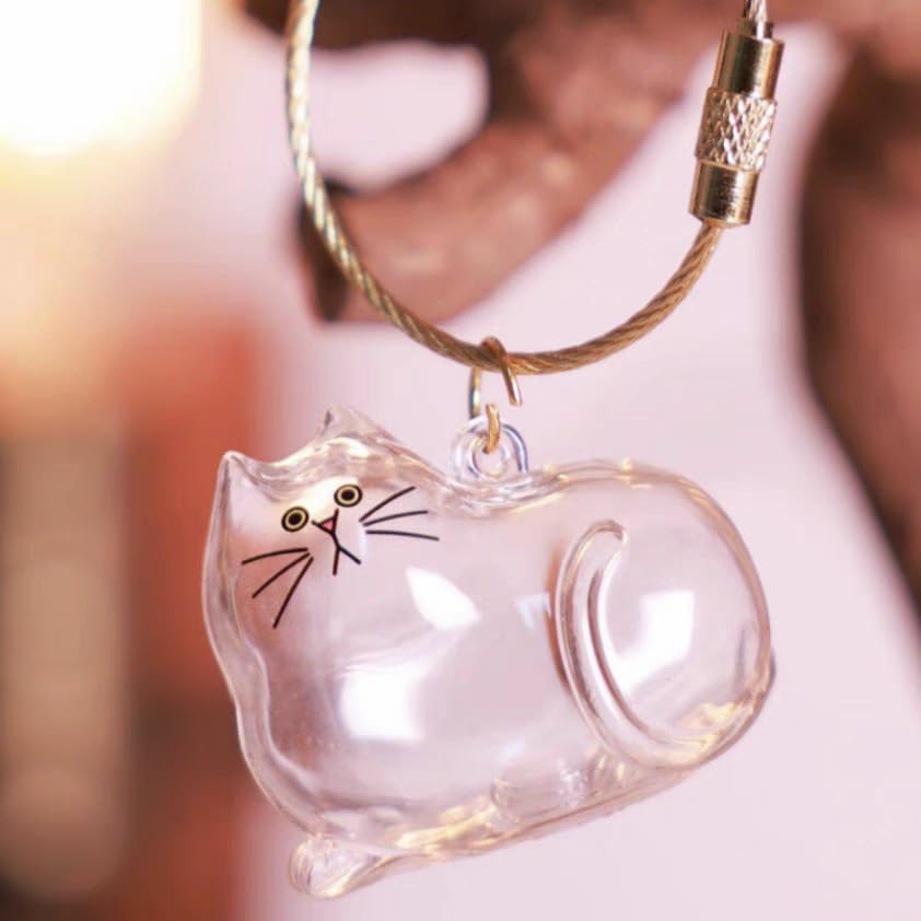 Cat Hair Holder Pet Furs Storage Transparent Bottle DIY Cute Pet Memorial Gifts Pendant 2PCS Creative Gift for Cat Lovers (Other Types Style)