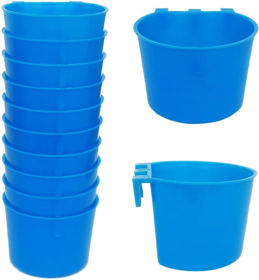 10 Pack Cage Cups Birds Feeders Seed Bowl Chicken Feeding Watering Dish Rabbit Water Food Hanging Wire Cages Box 8oz Coop Cups for Pet Parrot Parakeet Gamefowl Poultry Pigeon