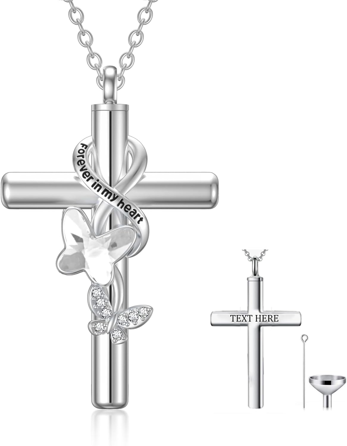 Cross Urn Necklace for Ashes 925 Sterling Silver Cremation Jewelry with Funnel Filler Kit Ashes Necklace for Human Women Girl Pets