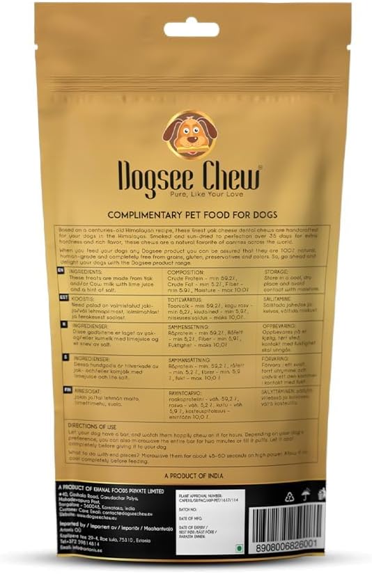 Dogsee Original Himalayan Yak Cheese Dog Chews (Small - 3 Bars) | Fights Plaque and Tartar| Yak Chews for Small Dogs | Rawhide Free | Easily Digestible Dog Treats