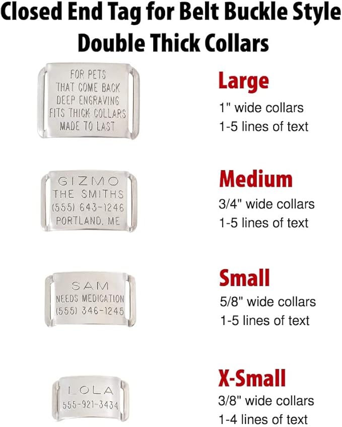 Boomerang Tags Cat Name Tag - Dog Tags for Small Dogs, Cat Name Tags Personalized, Slide-on for Thick Collars (Closed End X-Small for 3/8 Inch Wide, Thick Nylon or Leather Collars with Belt Buckle)