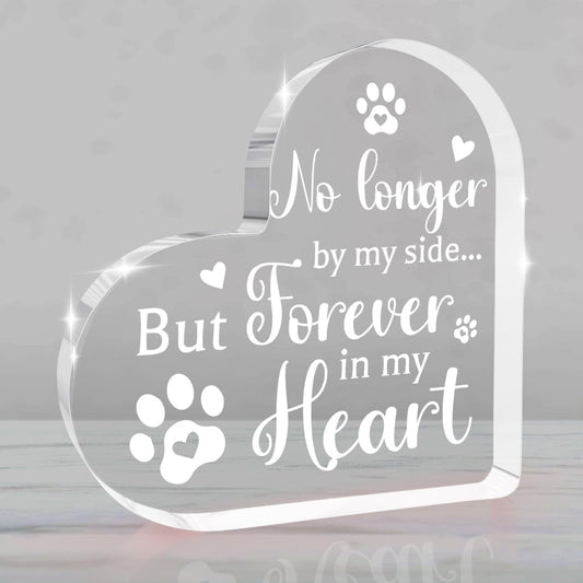 Dog Remembrance Gift, Pet Memorial Gifts for Dogs, Dog Bereavement Gift Heart Shape Acrylic Sign Pet Commemoration Acrylic Heart Plaque for Home Farmhouse Office Desktop