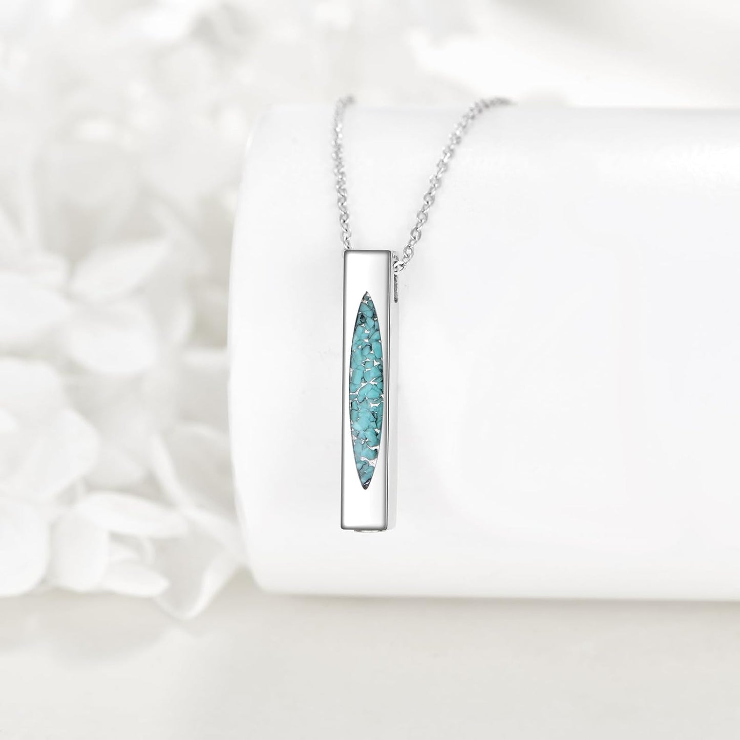 Urn Necklaces for Ashes Sterling Silver 3D Vertical Bar Memorial Pendant for Loved Ones Keepsake Cremation Jewelry Gifts for Women Men