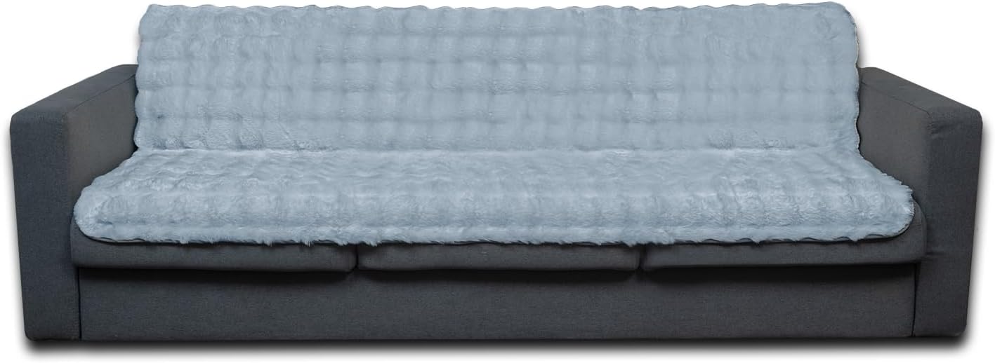 Dogs/Cats Bed Mats, Dog Pad Washable Removable Couch Cover with Anti-Slip Back, Plush Long Fur Mat, Perfect for Small, Medium and Large Dogs.(Light Gray-Bubble, 52"x82")