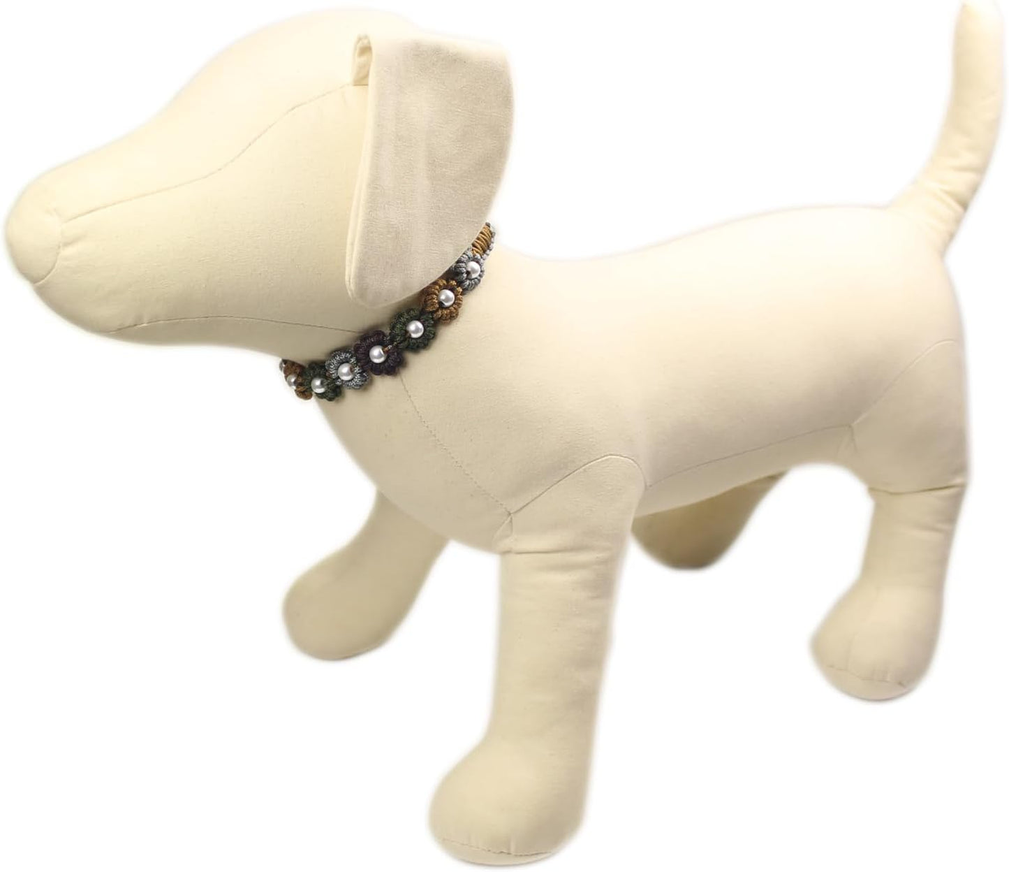 Cute Handmade Paracord Dog Collar – Unique Hand-Braided Multi-Color Flower Design Pet Accessory for Medium Large Dogs Fit 22-26" Size L