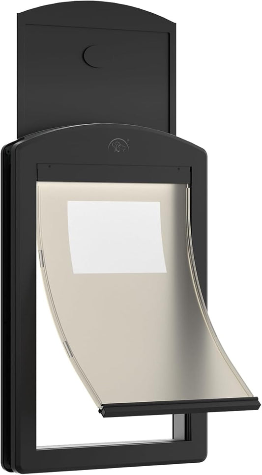 [Classicmacher] Dog Door for Large Dogs, Black Frame Door for L arge Dogs, Strong Plastic Doggy Door and L arge Pets with Sliding Lock Panel and Magnetic Soft Flap (Large, Mattle Black)