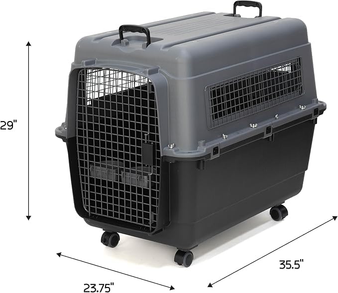 SportPet Designs Plastic Airline Approved Kennels Wire Door Travel Dog Crate, X-Large