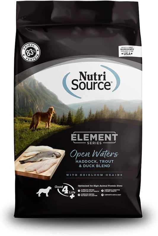NutriSource Element Series Open Waters Dry Dog Food, Haddock, Trout and Duck, 12LB