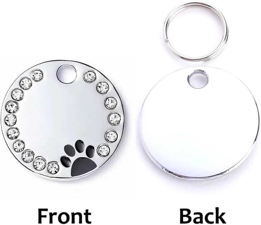 Personalized Dog/Cat Cute Paw Pet ID Tag with Unique Laser Engraving Name and Phone Number for Pet Collar or Key Chain (Black)