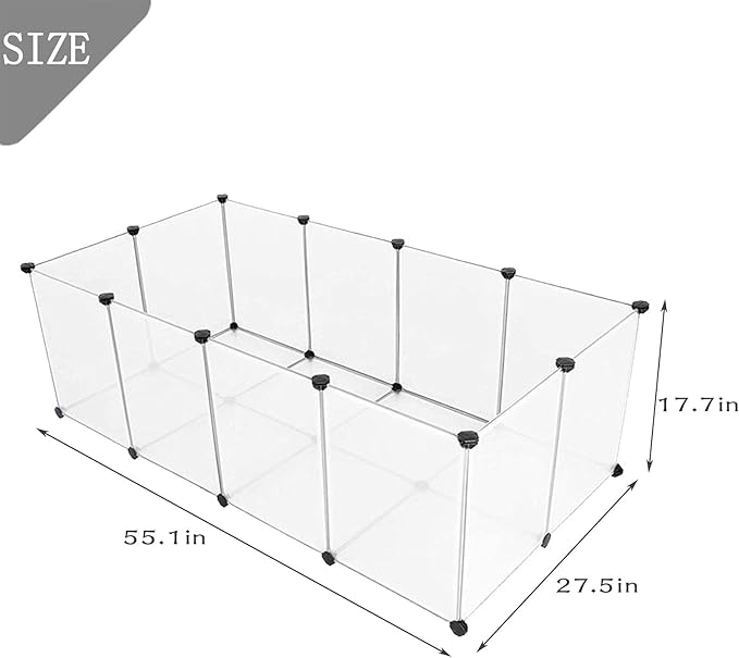 kathson Plastic Pet Playpen,Portable Bunny Fence,Small Animals DIY Metal Enclosure Pen Cage Yard Outdoor & Indoor for Small Rabbit Cat Guinea Pig Hedgehogs Rat(12 Panels/13.8 X 17.7 inches)