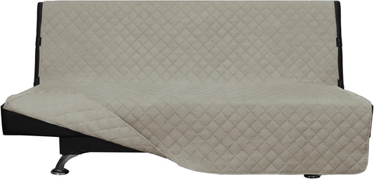 Easy-Going Futon Sofa Slipcover Reversible Sofa Cover Armless Couch Cover Water Resistant Pets, Kids, Children, Dog, Cat (Beige/Beige)
