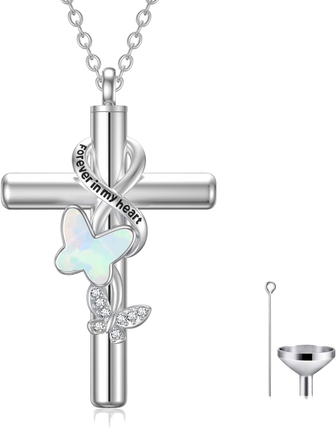 Cross Urn Necklace for Ashes 925 Sterling Silver Cremation Jewelry with Funnel Filler Kit Ashes Necklace for Human Women Girl Pets