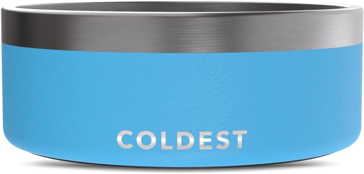 Coldest Dog Bowl - Anti Rust Metal, Non Slip, 3 Layers Insulated Stainless Steel Dog Bowls - Spill Proof & Heavy Duty - Water Bowl for Dogs, Cats & Pets, Dish Washer Safe (64 oz, Celestial Blue)