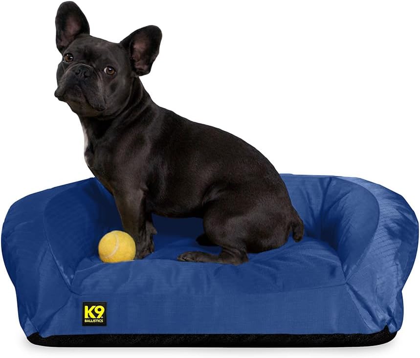 K9 Ballistics Tough Orthopedic Small Bolster Dog Bed - Washable, Durable and Water Resistant Dog Bed - Made for Toy and X-Small Dogs, 24" x 18", Taupe Premium Finish