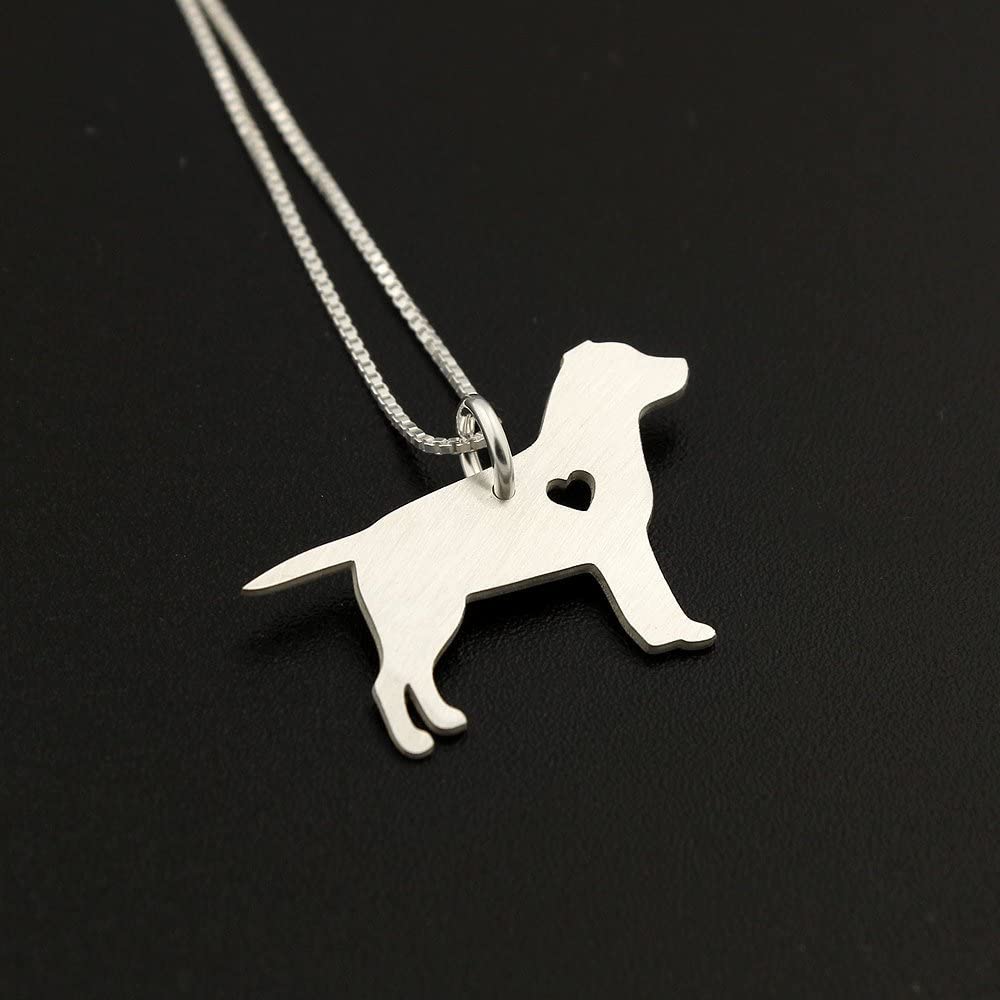 Labrador Retriever necklace sterling silver dog breeds pendant w/Heart - Love Pet Jewelry Italian chain Women Best Cute Gift Personalized - Lab1