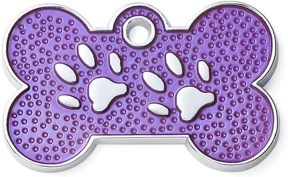 Personalized Dog/Cat Cute Paw Pet ID Tag for Pet Collar or Key Chain - cat Name tag, Personalized cat id tag, Kitten Name tag, Kitten id tag (Bone-Shaped-Small: Purple)
