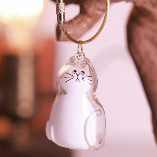 Cat Hair Holder Pet Furs Storage Transparent Bottle DIY Cute Pet Memorial Gifts Pendant 2PCS Creative Gift for Cat Lovers (White cat Style)
