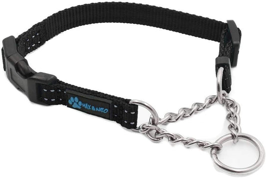 Max and Neo Stainless Steel Chain Martingale Collar - We Donate to a Dog Rescue for Every Collar Sold (X-Small, Black)