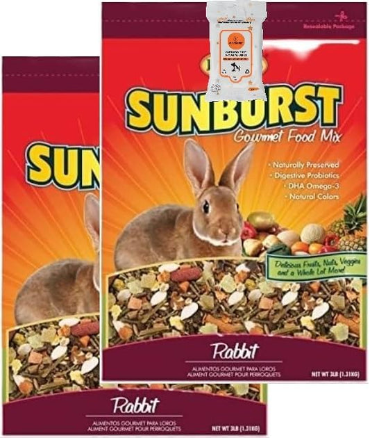 Aurora Pet Bundle (2) Higgins Sunburst Gourmet Blend Rabbit Food (3 lb Each) with AuroraPet Wipes