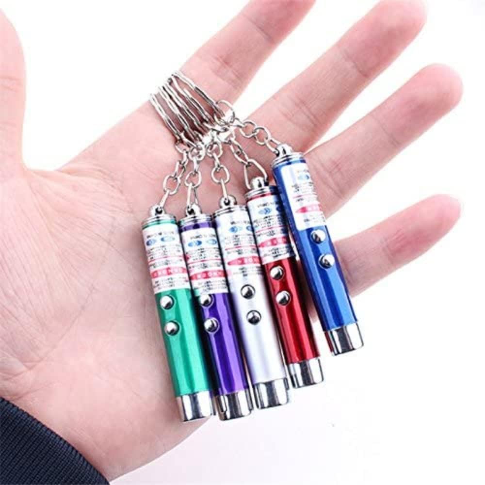 6 PCS Cat Toys Laser Pointer Mini Keychain Laser Pointer LED Flashlight Dog Laser Toy Pet Remote Control Laser (6 Pcs Pack A)