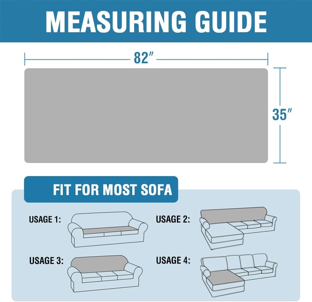 H.VERSAILTEX Plush Chenille Dog Bed Cover Thick Soft Sofa Cover for 3 Cushion Couch Anti Slip Couch Cover Furniture Protector for Dog, Pet, Cat (35" x 82", Island Fossi)