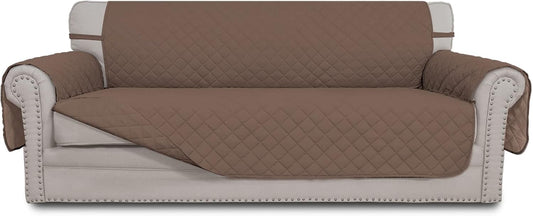 Easy-Going Reversible Oversized Couch Cover for 3 Cushion Couch Sofa Cover for Dogs Water Resistant Furniture Protector Cover with Foam Sticks for Pet (Oversized Sofa, Brown/Brown)