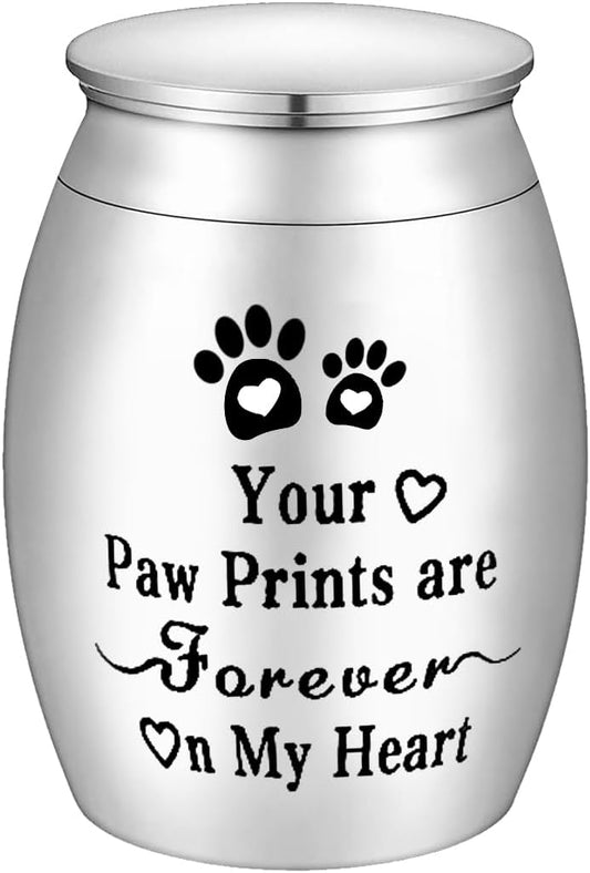 Pet Memorial Urn for Small Pets – Angel Paw Keepsake for Ashes – Mini Aluminum Cremation Jar for Dogs, Cats, Rabbits