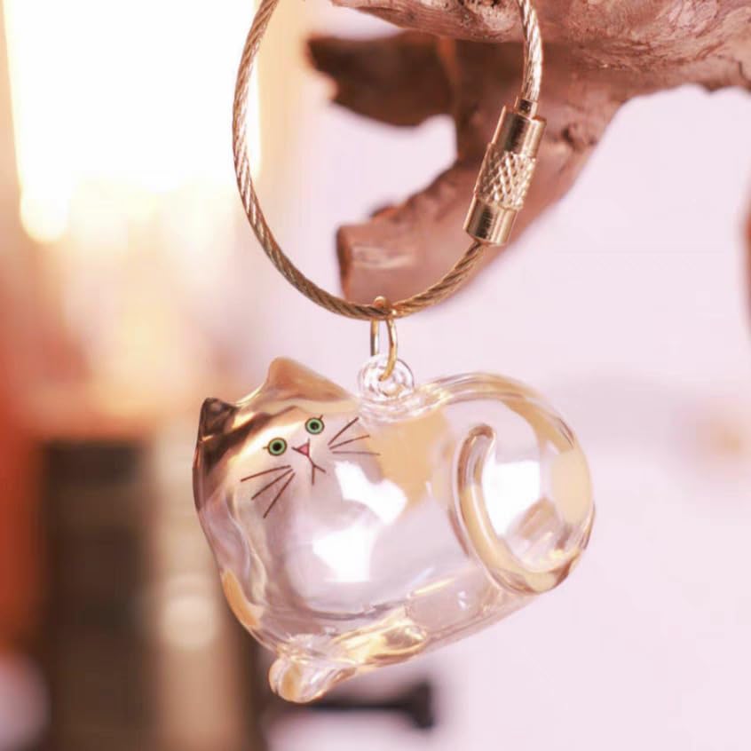 Cat Hair Holder Pet Furs Storage Transparent Bottle DIY Cute Pet Memorial Gifts Pendant 2PCS Creative Gift for Cat Lovers (Calico cat Style)