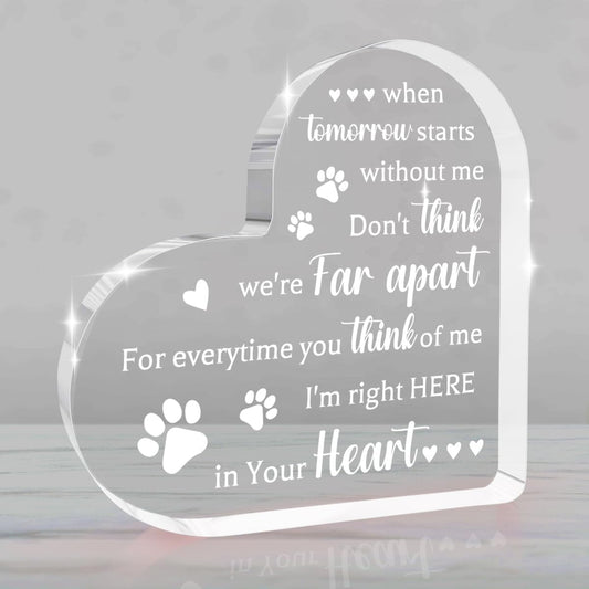 Pet Memorial Gifts for Dogs Pet Loss Sympathy Gift Dog Passing Away Gifts Heart Shape Acrylic Sign Pet Commemoration Acrylic Heart Plaque for Home Farmhouse Office Desktop