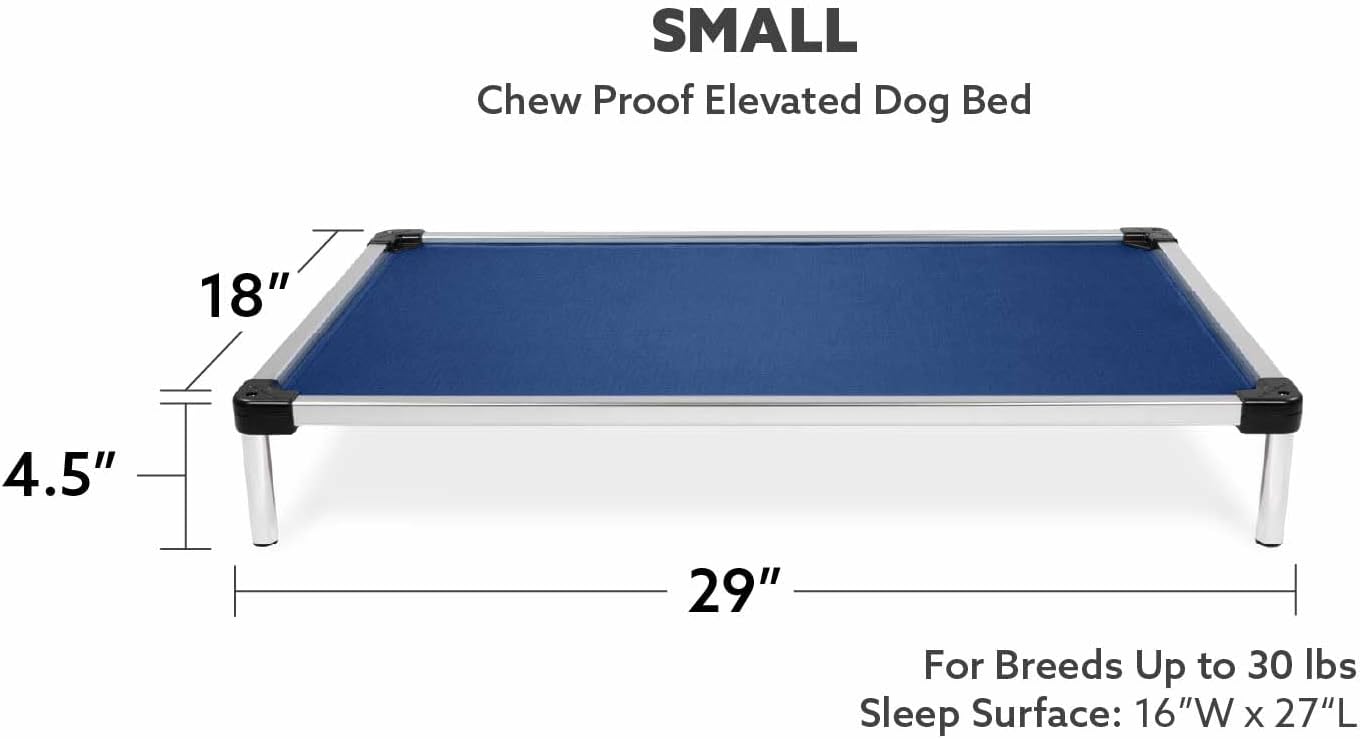 K9 Ballistics Chew Proof Elevated Cooling Dog Bed - Made for Aggressive Chewers, Virtually Indestructible, Ripstop Fabric with No Padding, Pre-Assembled - Small, Blue Quartz