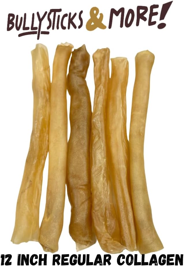 BULLYSTICKS & MORE 12 Inch Beef Collagen Rolls for Dogs (Regular Size - 6 Count) - Bones for Dogs - Dog Parents Choice - No Hide Beef Cheek Rolls