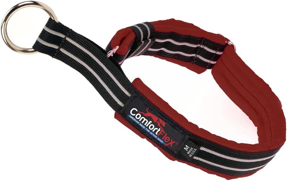 ComfortFlex Martingale Collar - Made in The USA - 1.5" Wide, Reflective, Adjustable, Fully Padded Nylon, Gentle Control, Escape-Proof, Limited Slip Design, Small, Bordeaux