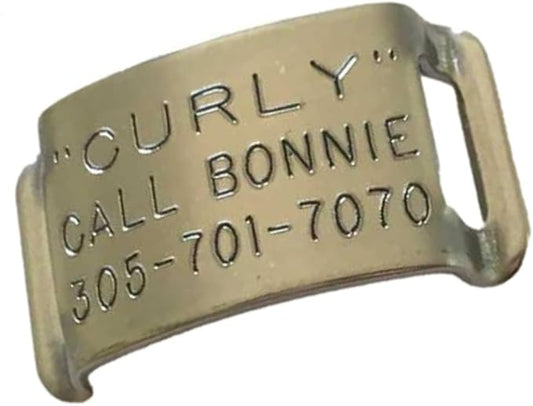 Boomerang Tags Cat Name Tag - Dog Tags for Small Dogs, Cat Name Tags Personalized, Slide-on for Thick Collars (Closed End X-Small for 3/8 Inch Wide, Thick Nylon or Leather Collars with Belt Buckle)