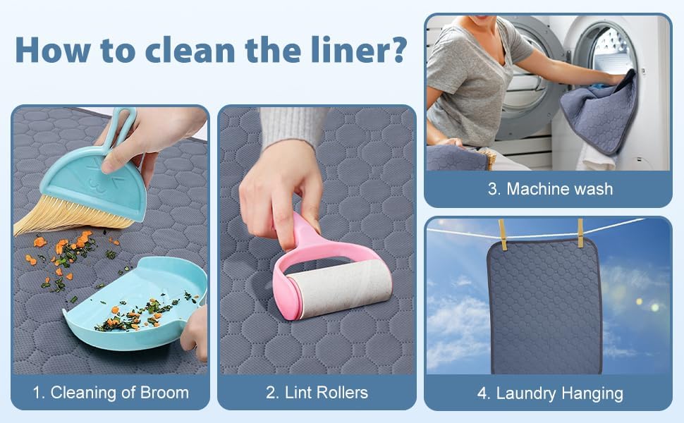 4 Pack 12" x 12" Guinea Pig Cage Liner, Washable Reusable Guinea Pig Bedding, Waterproof Absorbent Guinea Pig Pee Pad Non-Slip Mat for Small Animals Rabbit Hamster Rat Chinchilla