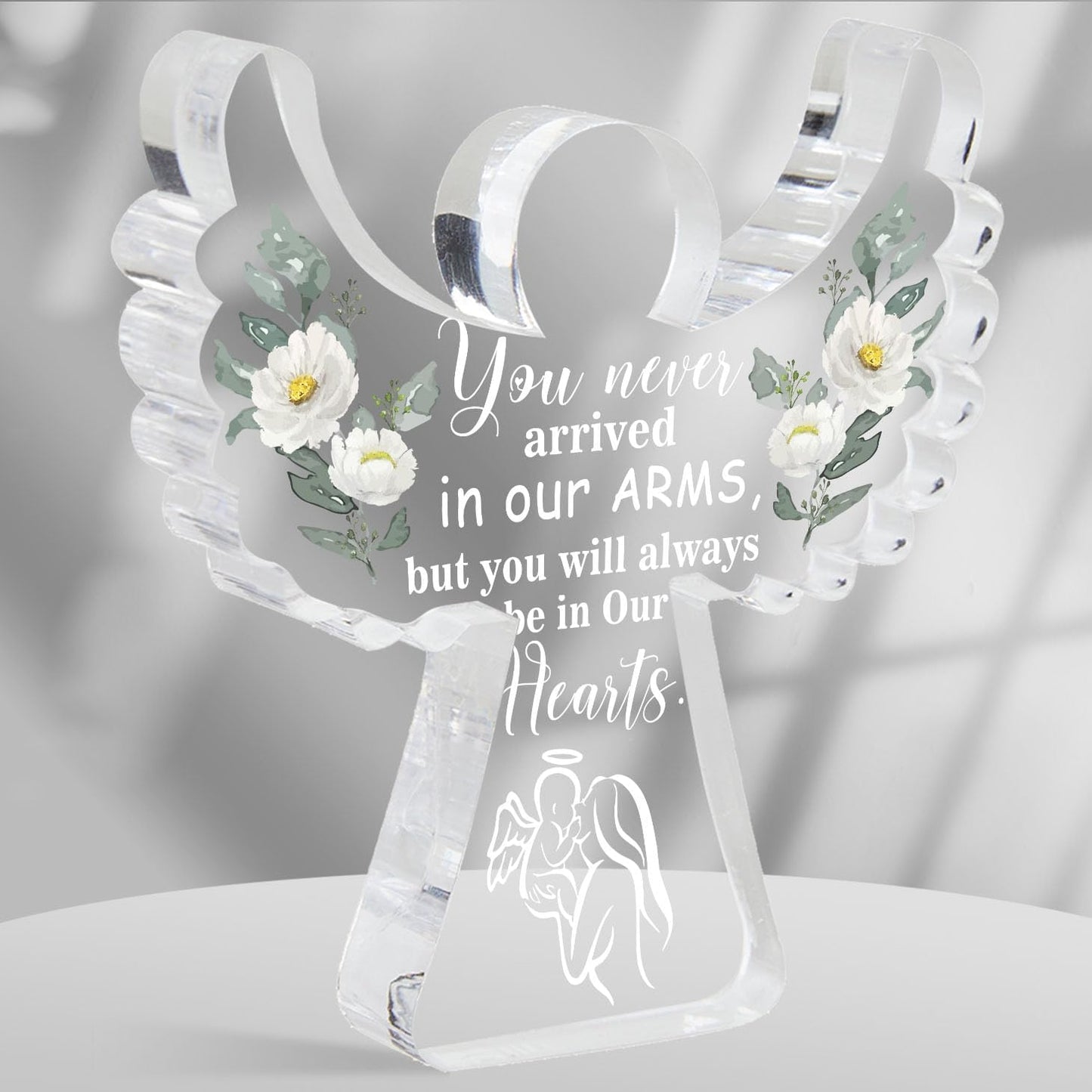 Miscarriage Gifts for Mothers, Miscarriage Condolence Gifts for Mothers, Angel Acrylic Desk Sign Decor, Grieving Gift, Sympathy Gifts for Loss of Baby, Memorial Sorry for Loss Loving Infant 4x4 inches