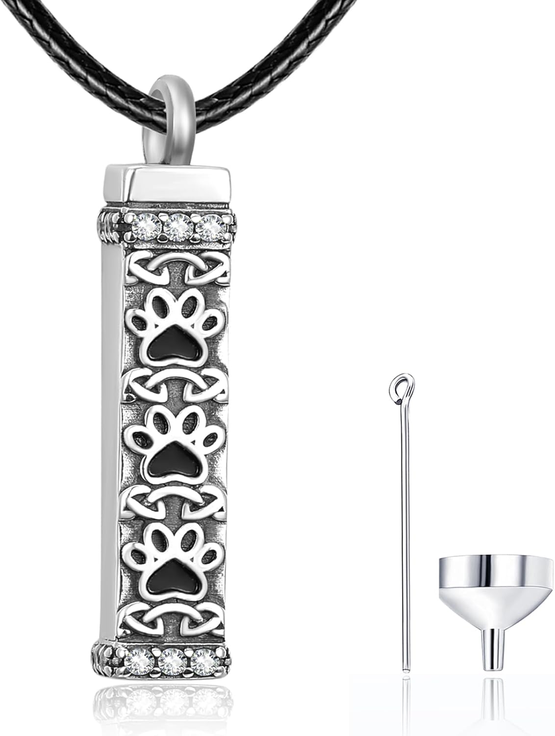 Dreamboat Pet Crematian Urn Necklace for Dog Cat Ashes 925 Sterling Silver Paw Print Keepsake Pendant Jewelry Gifts for Women Men