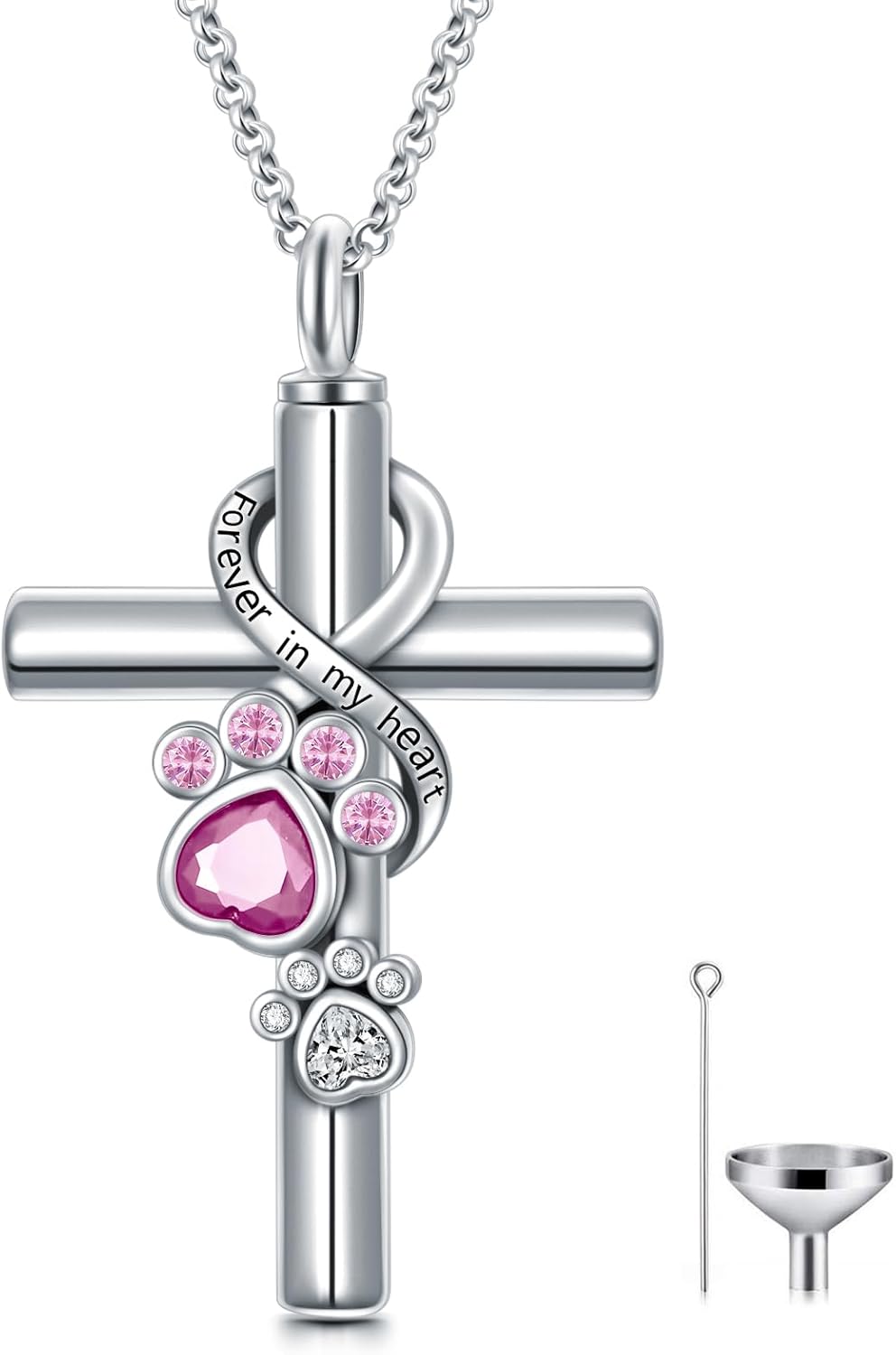 Sterling Silver Pet Urn Necklace for Ashes - Memorial Keepsake for Dog, Cat Pet