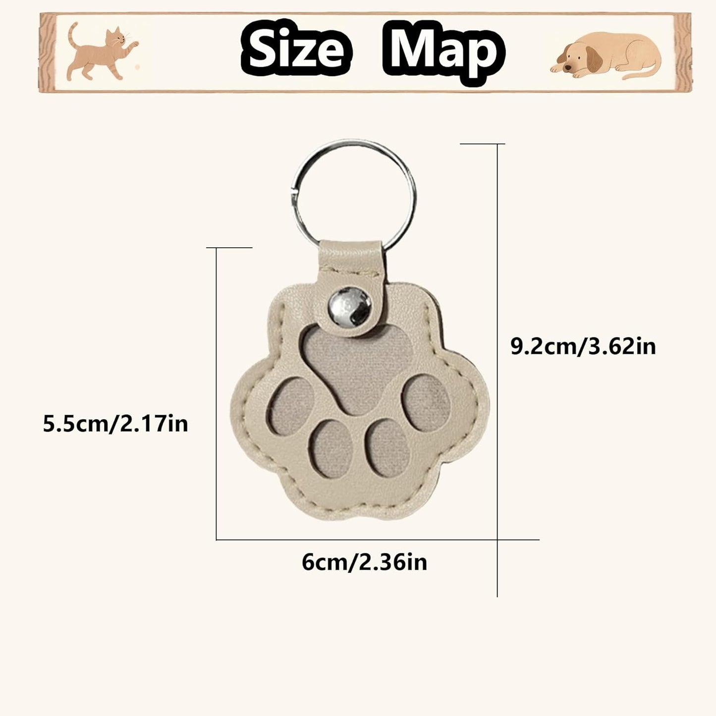 dog fur keepsake keychain cute pet paw shaped leather keychain for dog&cat hair keepsake