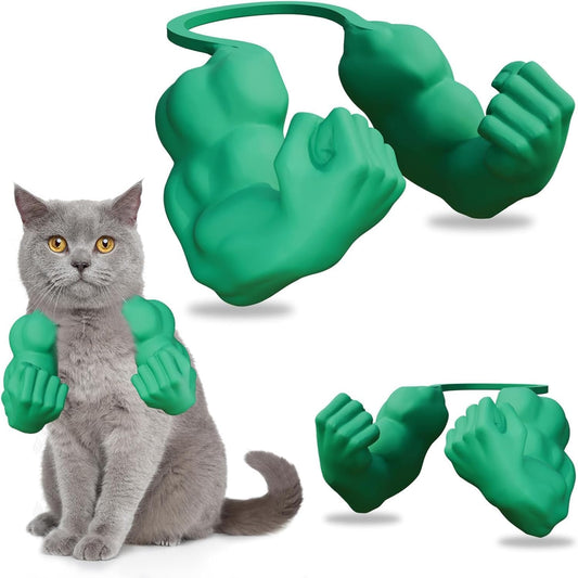 Cat Muscle Arms, Cat Halloween Costumes, 3D Printed Muscle Arms Cats Accessory, Funny Pet Giant Hand Muscles Arm Costume, Kitten's Superhero Cosplay for Kitten Birthday Party Supplies (Green)