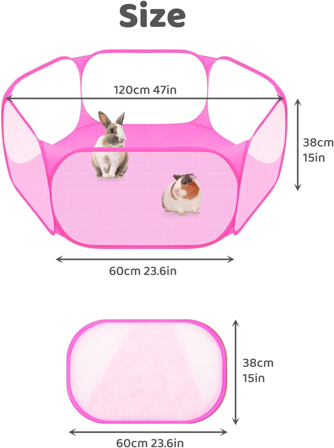 Amakunft Small Animals C&C Cage Tent, Breathable & Transparent Pet Playpen Pop Open Outdoor/Indoor Exercise Fence, Portable Yard Fence for Guinea Pig, Rabbits, Hamster, Chinchillas and Hedgehogs
