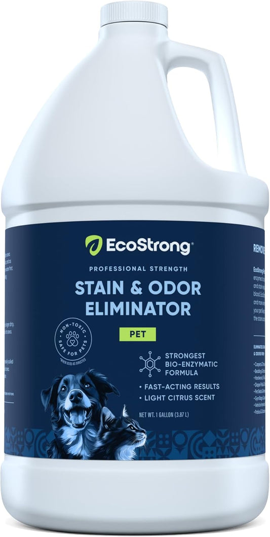 Eco Strong Pet Stain and Odor Remover - Cat Urine Enzyme Cleaner Destroyer, Urine Destroyer for Dogs, Pet Urine Enzyme Cleaner - 128 Oz