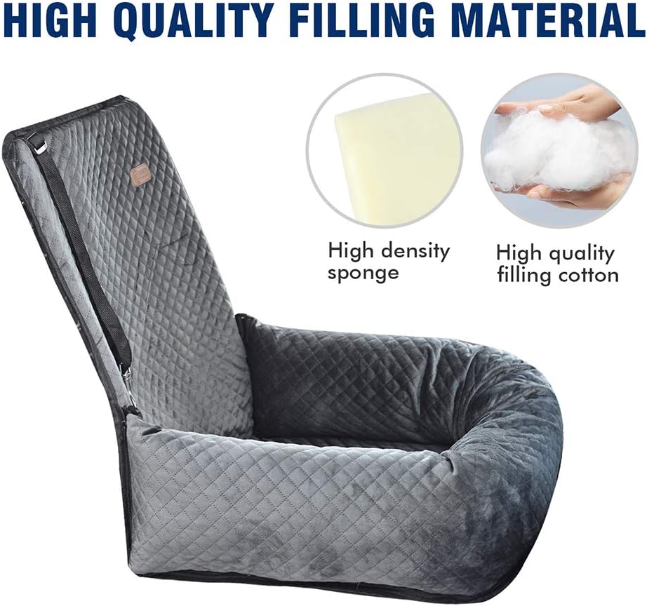 Dog Car Seat Pet Booster Seat Pet Travel Safety Car Seat,The Dog seat Made of Materials is Safe and Comfortable, and can be Disassembled for Easy Cleaning (Gray)