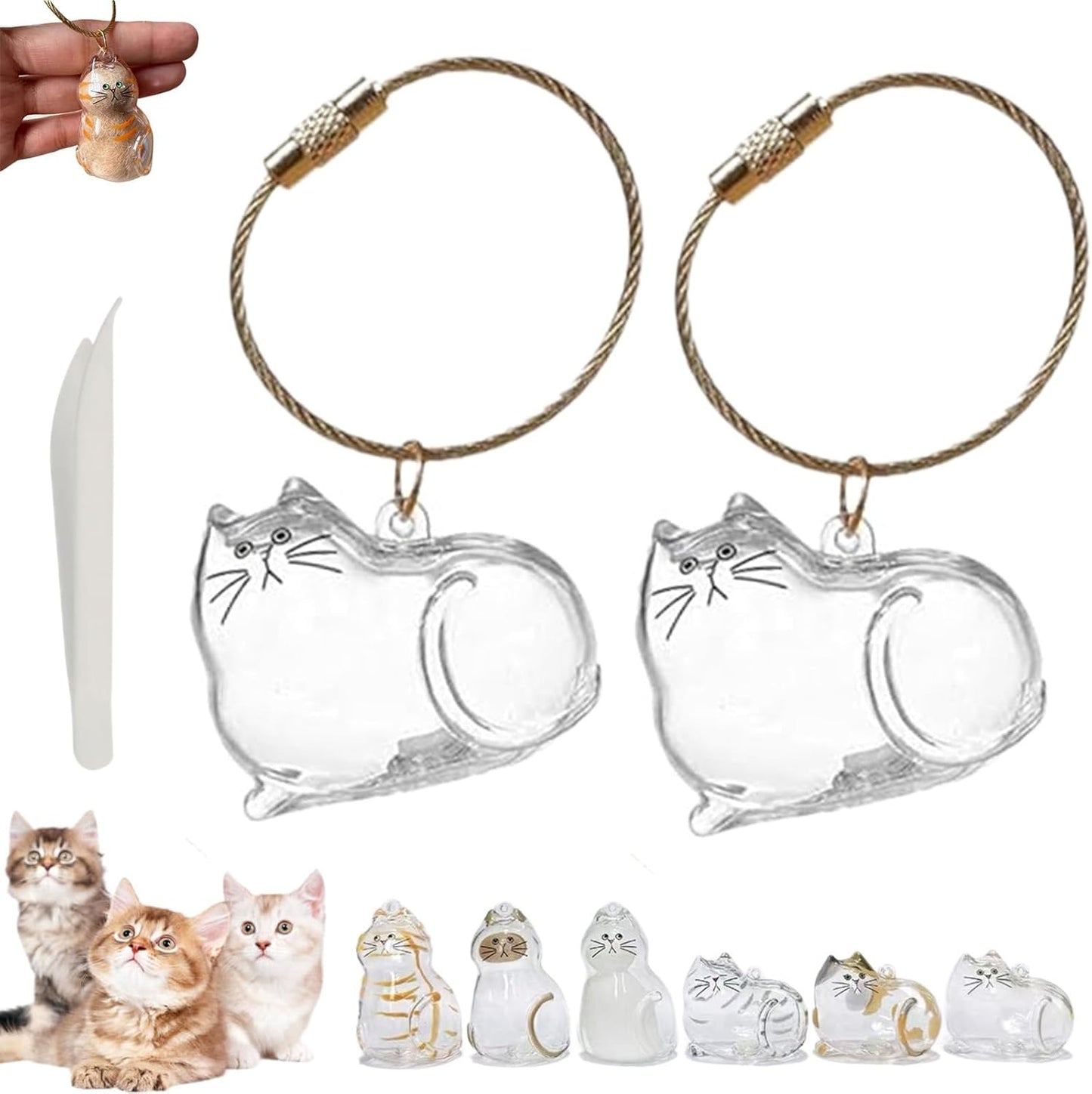Cat Hair Storage Keychain – Memorial Gift for Pet Lovers, Transparent Cat Hair Storage Bottle Pendant
