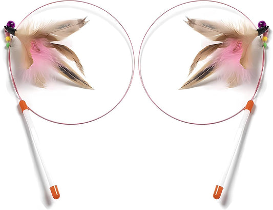 Cat Toys Interactive for Indoor Cats,2 PCS Cat Feather Toys and Wand Toys for Chase Exercise and Teaser Play with Kitten