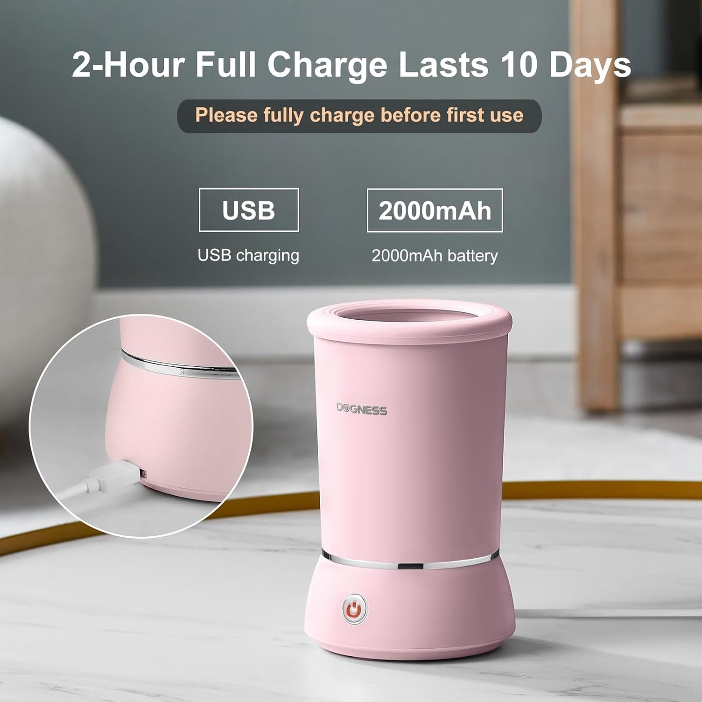 DOGNESS W01 Automatic Dog Paw Cleaner for Small to Medium Dogs (Pink)