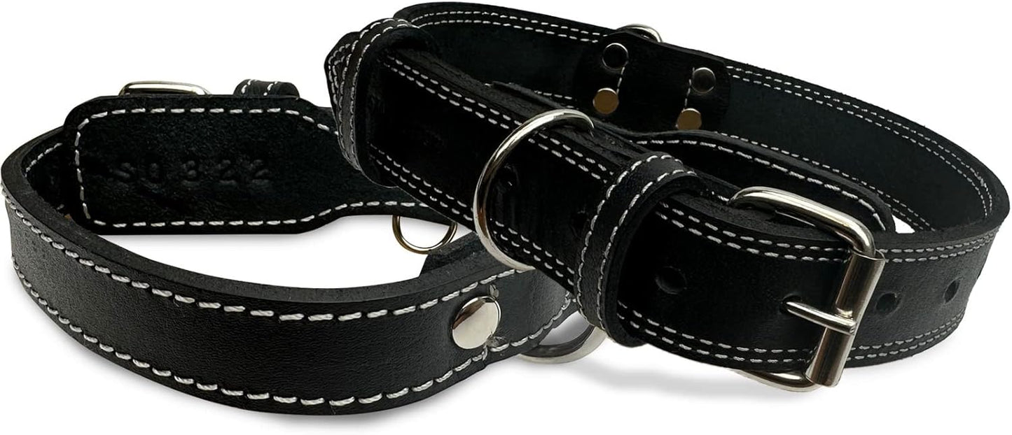 Hides & Knives Leather Dog Collar with Reinforced Hardware, Heavy Duty Dog Collars for All Breeds, Made of Top Grain Genuine Leather That is Soft & Durable (Black, SM)