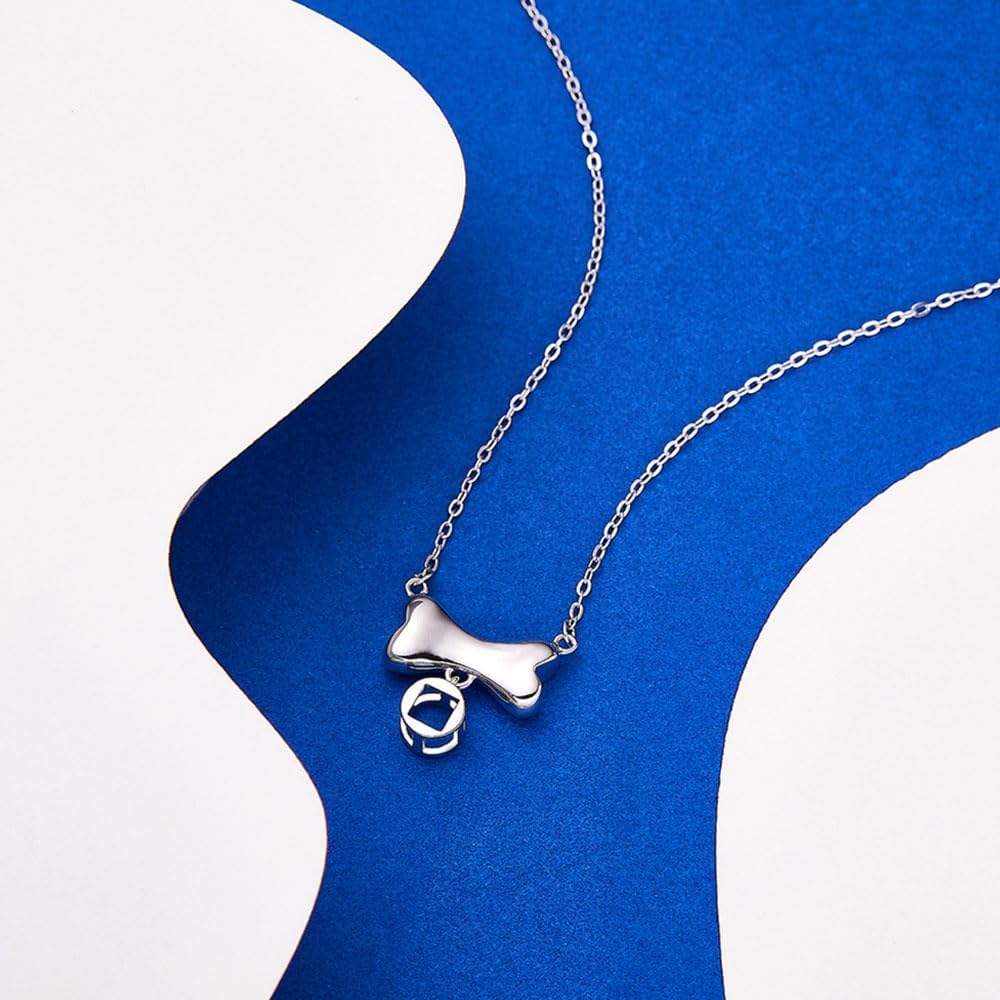 Personalized Photo Necklace Custom Photo Projection Necklaces Dog Bone with Paw Print Pendant Necklace with Picture Inside Pet Dog Cat Memorial Necklace for Pet Lover Women Men