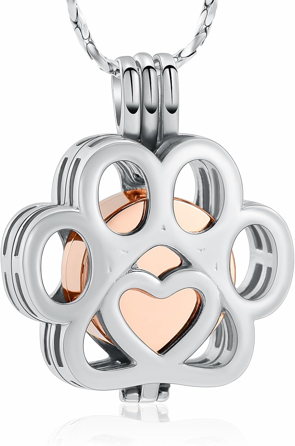 Imrsanl Pet Ashes Necklace Cremation Jewelry for Cat Dog Ashes Pendant Paw Print Urn Necklace for Women Men Keepsake Jewelry for Memorial Locket