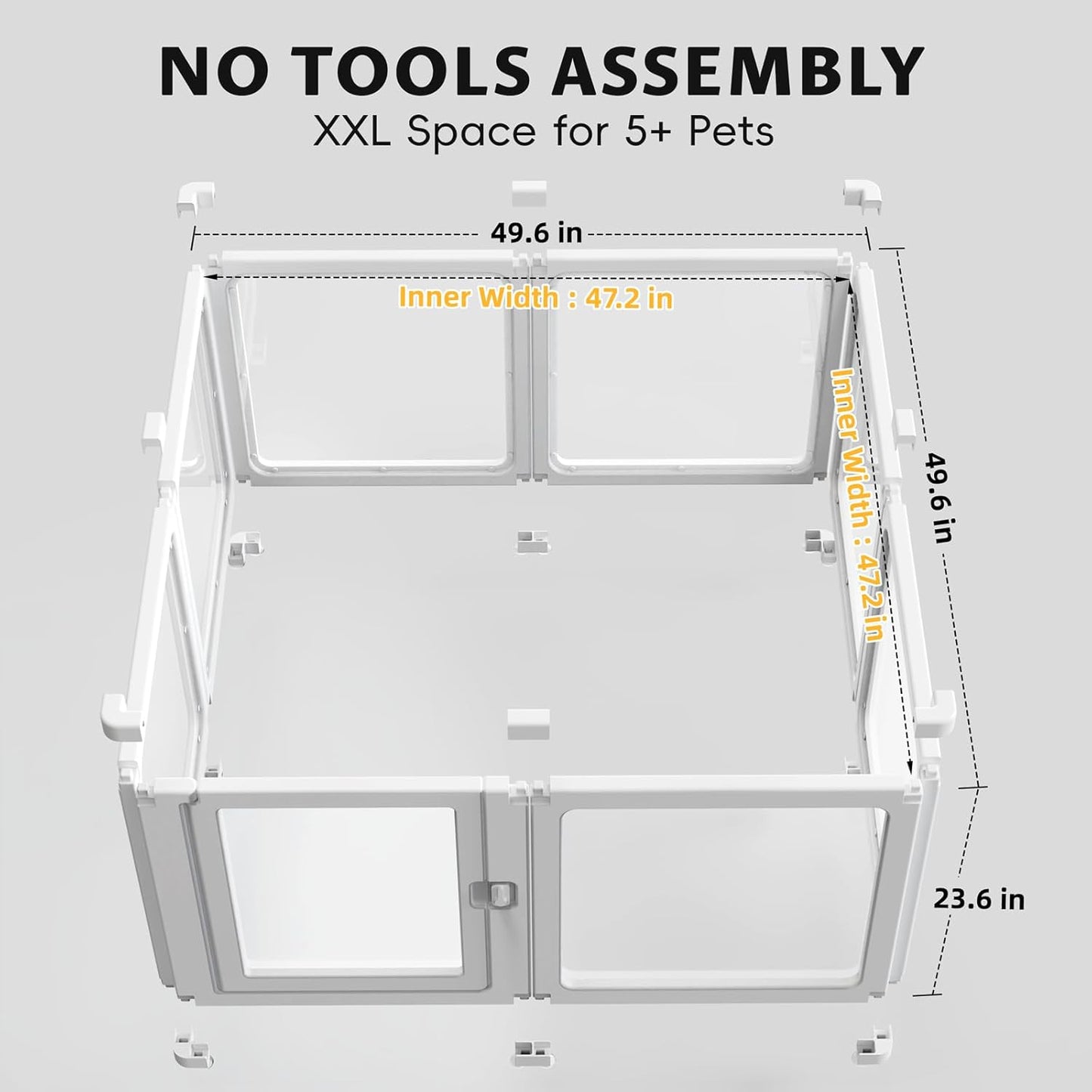 PALOPALO XXL Transparent Acrylic Pet Playpen for Puppies Nursing Dogs & Indoor Outdoor Cats - Lightweight Portable Kennel with Tool-Free Assembly, Breathable Design for Home Use